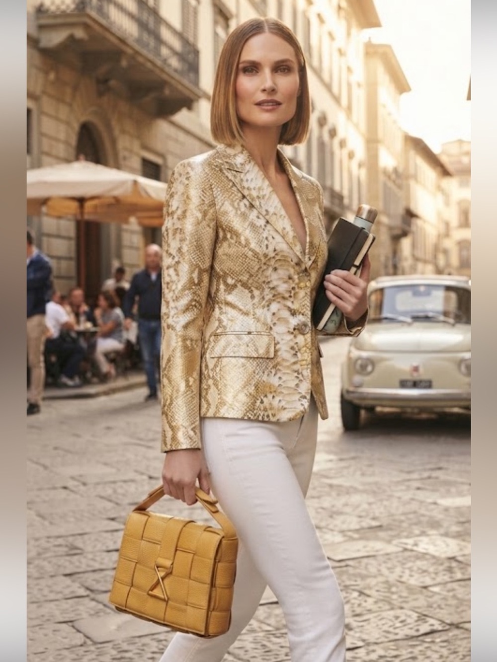 NWOT Katherine Barclay Snake Print Cotton Blazer